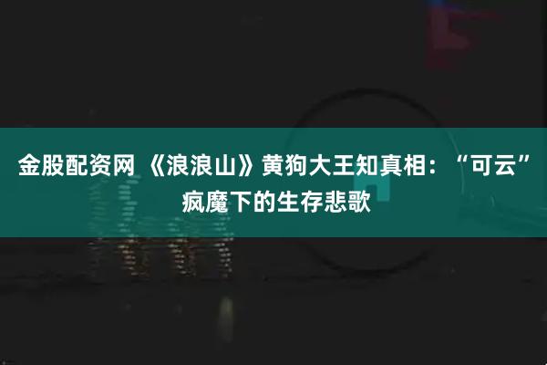金股配资网 《浪浪山》黄狗大王知真相：“可云” 疯魔下的生存悲歌